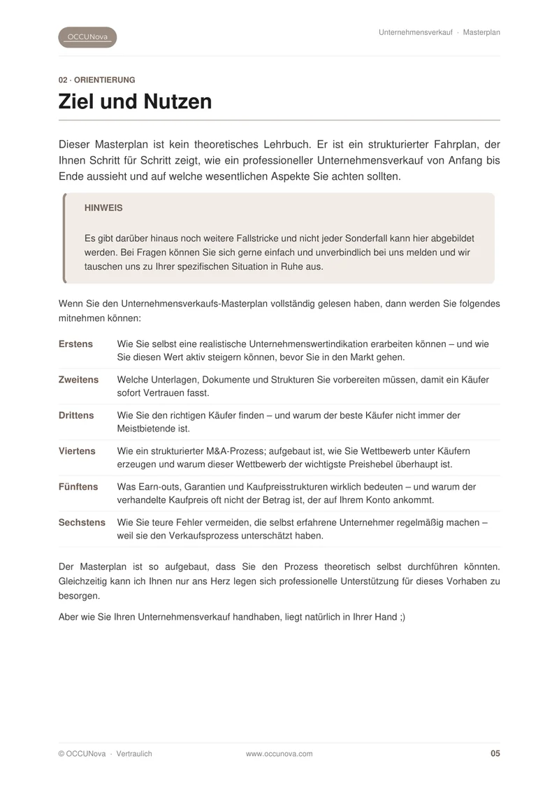 Unternehmensverkauf-Masterplan — Vorschauseite 5